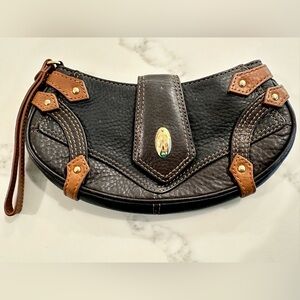 Cole Haan Black and Brown Leather Wristlet